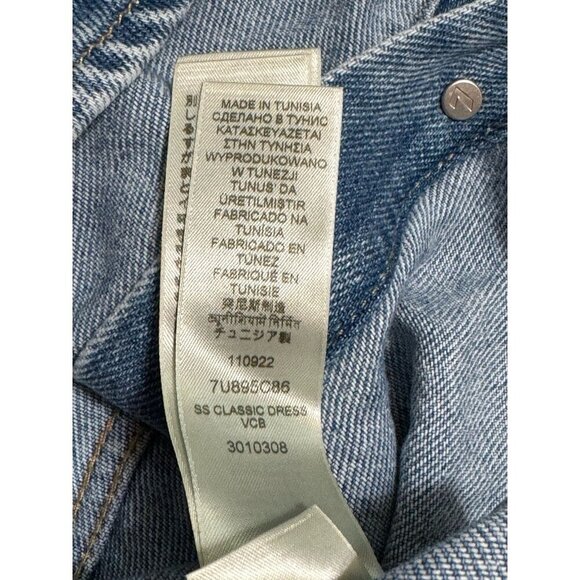 7 For All Mankind Sz M Dress Denim Collared Mini Shirtdress Blue Boho Classic - Picture 6 of 10